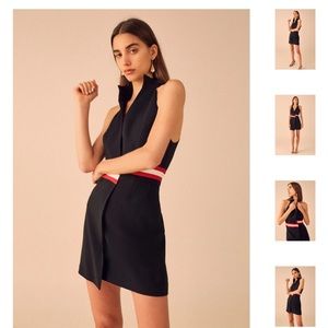 Black Mini dress with red and white belt